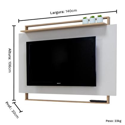 Imagem de Painel para TV até 55 Polegadas Prateleira Àpila Rimo Carvalho/OffWhite
