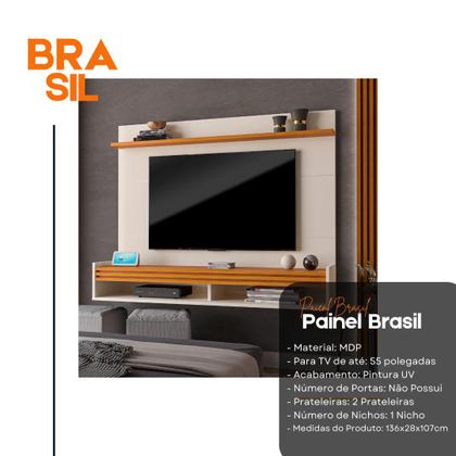 Imagem de Painel para TV até 55 Polegadas Ripado Brasil 136cm
