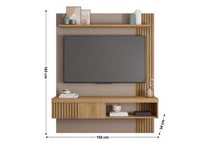 Imagem de Painel Para TV Até 55 Polegadas Suspenso Sala Quarto Luxo Ripado Rack Luxo Completo
