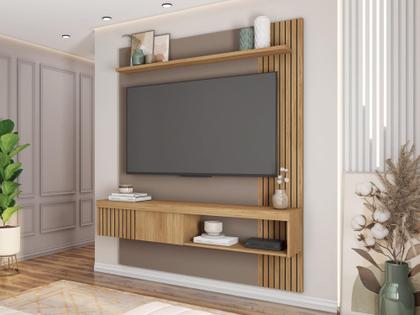 Imagem de Painel Para TV Até 55 Polegadas Suspenso Sala Quarto Luxo Ripado Rack Luxo Completo