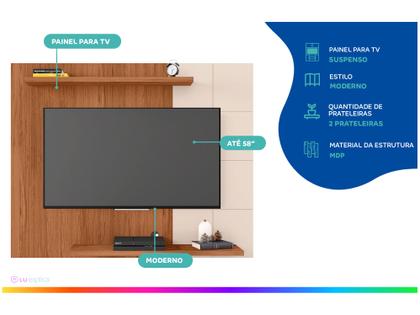 Imagem de Painel para TV até 58" Caemmun Cross 2 Prateleiras