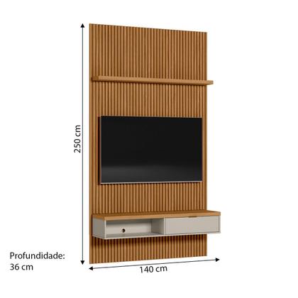 Imagem de Painel para TV Até 60 Polegadas 1 Porta 140 Cm Nature Ripado/Off White - Linea Brasil