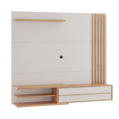 Imagem de Painel para TV Até 60 Polegadas 1 Porta Basculante 4 Prateleiras Armani Off White/Mel