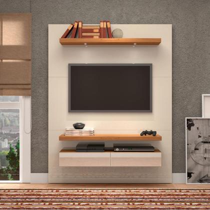 Imagem de Painel para TV Até 60 Polegadas 2 Gavetas com Led Basic Off White/Freijó - Dalla Costa