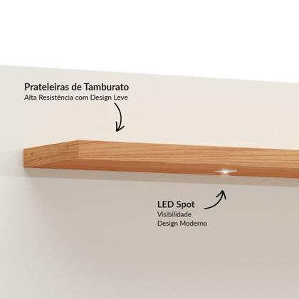 Imagem de Painel para TV Até 60 Polegadas 2 Gavetas com Led Basic Off White/Freijó - Dalla Costa