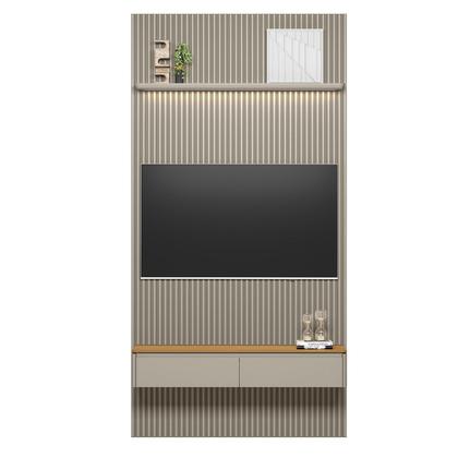 Imagem de Painel para TV Até 60 Polegadas 2 Portas 1 Prateleira Ripado Tauri/Gris Fosco 810010301 - Linea Brasil
