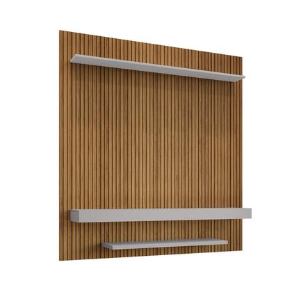 Imagem de Painel para TV Até 60 Polegadas Leme 2 Prateleiras Ripado 3d Cinamomo/Off White - Móveis Bechara