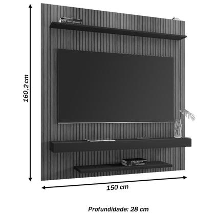 Imagem de Painel para TV Até 60 Polegadas Leme 2 Prateleiras Ripado 3d Cinamomo/Off White - Móveis Bechara