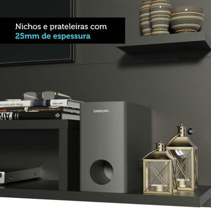 Imagem de Painel para TV até 60 Polegadas Madesa Alfa com Prateleiras e Nichos - Preto