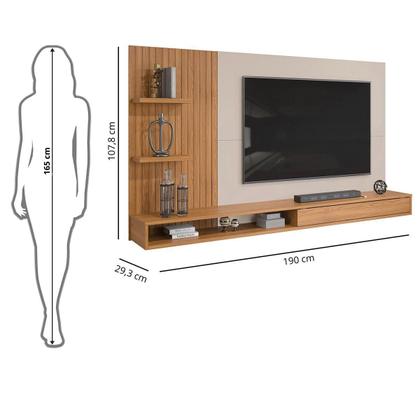Imagem de Painel para TV até 60 Polegadas Ripado com Nichos Dj Moveis Bento Carvalho Griz