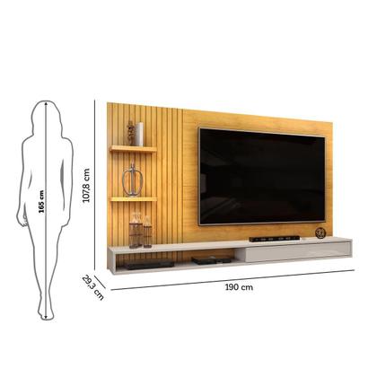 Imagem de Painel para TV até 60 Polegadas Ripado com Nichos Dj Móveis Bento Cedro Bali