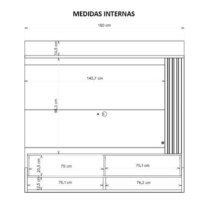 Imagem de Painel Para TV Até 60 Polegadas Vivenda Cinza Caemmun