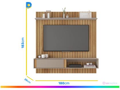 Painel para TV até 65" Caemmun Boreal 1.8 1 Prateleira Imagem de Painel para TV até 65" Caemmun Boreal 1.8 1 Prateleira
