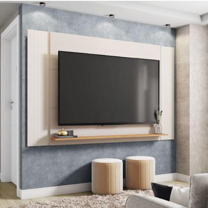 Imagem de Painel Para Tv Até 65 Polegadas 1,80m Com Impressão 3D Intense Caemmun Madeir/off