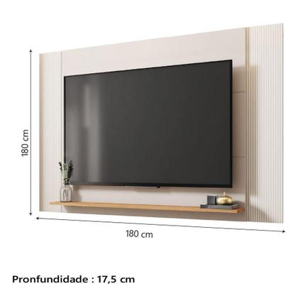 Imagem de Painel Para Tv Até 65 Polegadas 1,80m Com Impressão 3D Intense Caemmun Madeir/off