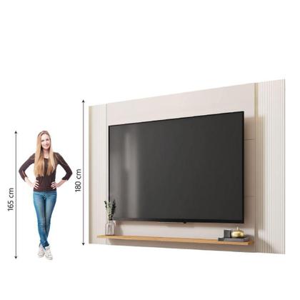 Imagem de Painel Para Tv Até 65 Polegadas 1,80m Com Impressão 3D Intense Caemmun Madeir/off