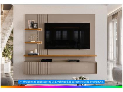 Imagem de Painel Para Tv Até 65 Polegadas 3 Portas Led Ripado Bancada Suspensa Atena - Madetec