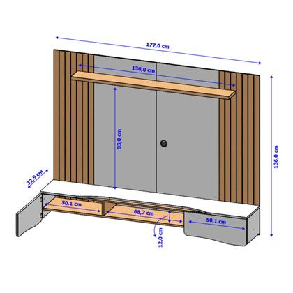 Imagem de Painel para TV Até 65 Polegadas Búzios 2 Portas Cinamomo/Off White - Móveis Bechara