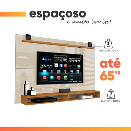 Imagem de Painel Para TV Até 65 Polegadas Com Prateleira 1,80m Max Cedro/Off White