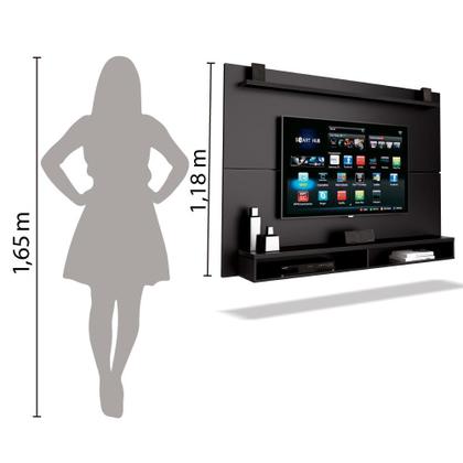 Painel Para TV Até 65 Polegadas Com Prateleira 1,80m Max Preto - EDN Imagem de Painel Para TV Até 65 Polegadas Com Prateleira 1,80m Max Preto