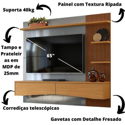 Imagem de Painel Para Tv Até 65 Polegadas Europa Cinza Perolizado Com Tauari - Lukaliam Móveis