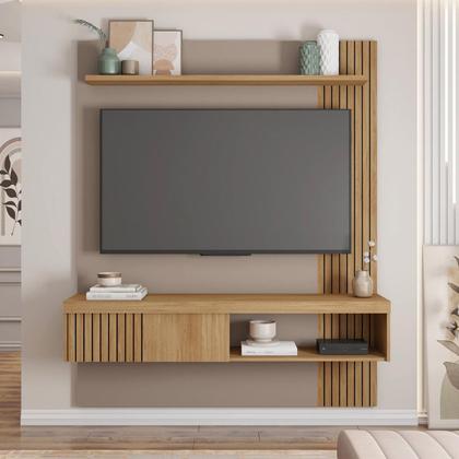 Imagem de Painel para TV até 65 Polegadas Ripado 183x150cm Marrom Moon