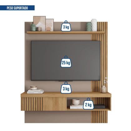 Imagem de Painel para TV até 65 Polegadas Ripado 183x150cm Marrom Moon