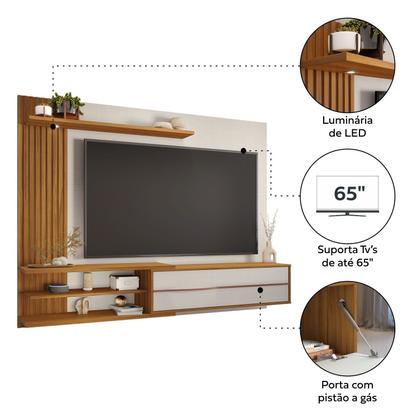 Painel para TV até 65 Polegadas Ripado com Led NT 1355 - Notável Móveis ...