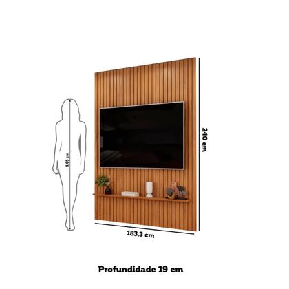 Imagem de Painel para TV até 65 Polegadas Ripado DJ Móveis Trento 183 Freijó Off White