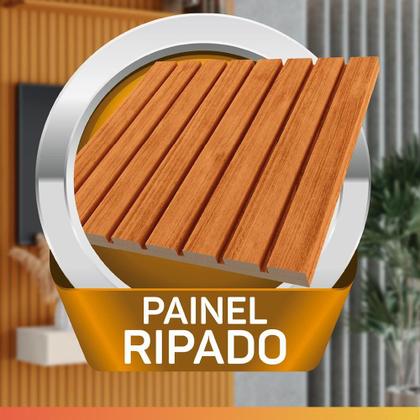 Imagem de Painel para TV até 70 Polegadas 1,80x2,40m Ripado com Nicho Arbo Cedro/Off White EDN