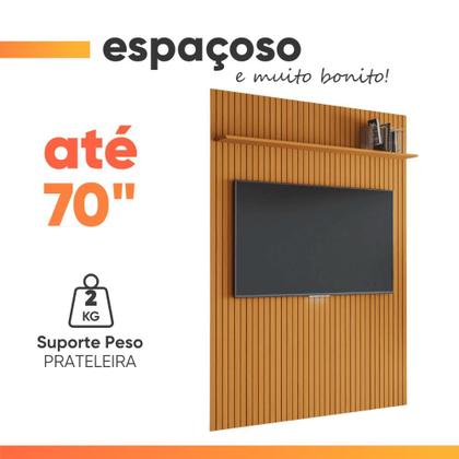 Imagem de Painel para TV até 70 Polegadas 1,80x2,40m Ripado com Prateleira Arbo Cedro EDN