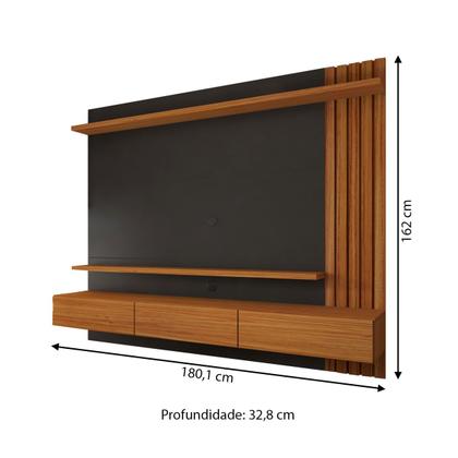 Imagem de Painel para TV Até 70 Polegadas Christiania Ripado Preto/Freijó - Panorama Móveis