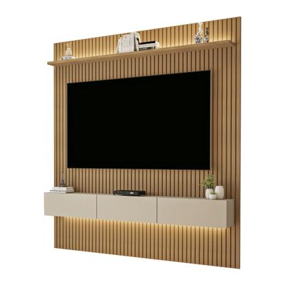 Imagem de Painel para TV até 70 Polegadas com LED MDF 179CMX218CM Frisado Curitiba Marrom