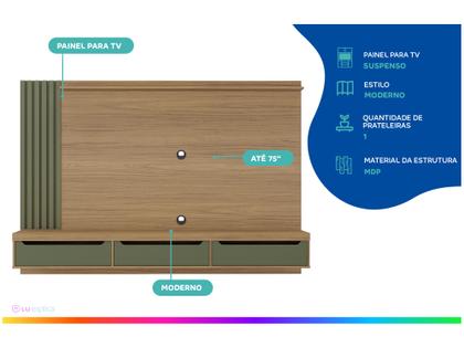 Imagem de Painel para TV até 75" Artely Presence 1 Prateleira