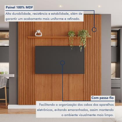 Imagem de Painel para TV até 75 Polegadas 100% MDF 234CMX250CM Prateleira Apolo Marrom