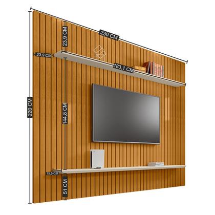 Imagem de Painel para TV até 75 Polegadas Ripado 100% MDF 220x230cm Marrom Roma