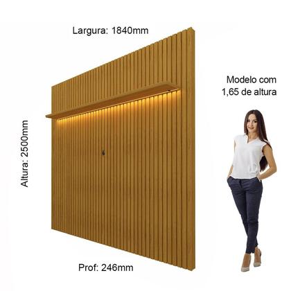 Imagem de Painel para TV até 75 Polegadas Ripado com LED 185cm 100% MDF Nobre