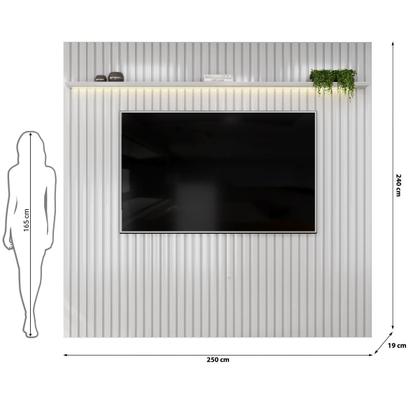 Imagem de Painel para TV até 75 Polegadas Ripado com LED DJ Móveis Trento 250 Bali