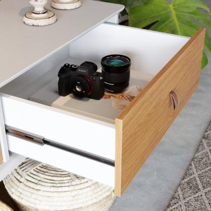 Imagem de Painel para TV até 75 Polegadas Ripado com Prateleira Nicho e Gaveta Detroit