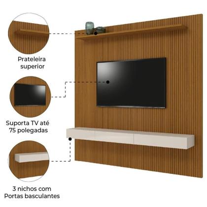 Imagem de Painel Para Tv Até 75 Polegadas Ripado Impressão 3D Egeo