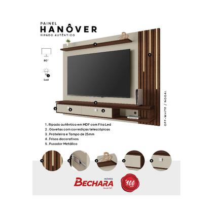 Imagem de Painel Para Tv Até 80 Polegadas Hanôver Com Led - Bechara
