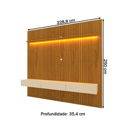 Imagem de Painel para TV Até 85 Polegadas Nobre 3 Gavetas Ripado 100% Mdf Naturale/Off White - Gelius