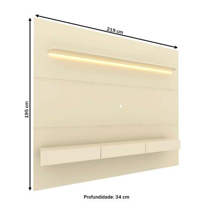 Imagem de Painel para TV Até 85 Polegadas Royal 3 Gavetas 100% Mdf com Led Off White - Gelius