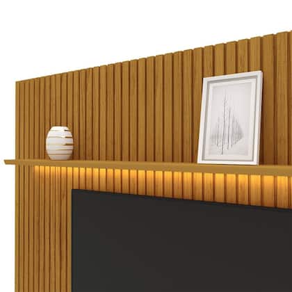 Imagem de Painel para TV até 90 Polegadas 229x250cm Ripado com LED 3 Gavetas 100% MDF