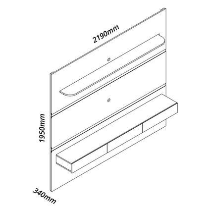 Imagem de Painel para Tv até 90 Polegadas com Led 1 Prateleira 220cm Royal 100% MDF