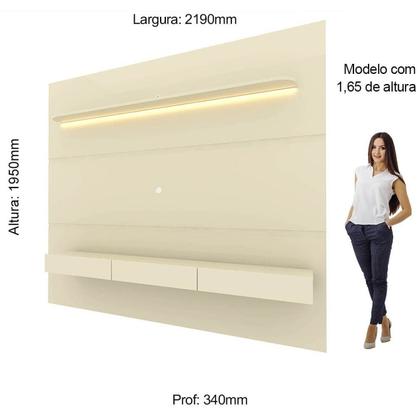Imagem de Painel para Tv até 90 Polegadas com Led 1 Prateleira 220cm Royal 100% MDF