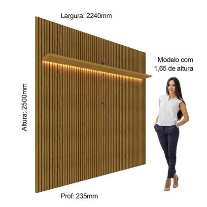 Painel para TV até 90 Polegadas Impressão Ripada com LED 220cm 100% MDF Requinte - Gelius Móveis Imagem de Painel para TV até 90 Polegadas Impressão Ripada com LED 220cm 100% MDF Requinte