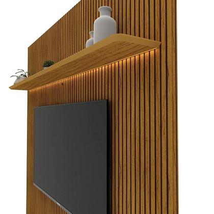 Painel para TV até 90 Polegadas Impressão Ripada com LED 220cm 100% MDF Requinte - Gelius Móveis Imagem de Painel para TV até 90 Polegadas Impressão Ripada com LED 220cm 100% MDF Requinte