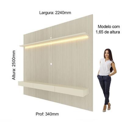 Imagem de Painel para TV até 90 Polegadas Impressão Ripada com LED com Gaveta 220cm 100% MDF Requinte