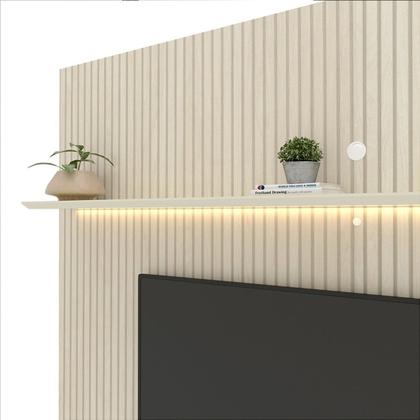 Imagem de Painel para TV até 90 Polegadas Impressão Ripada com LED com Gaveta 220cm 100% MDF Requinte